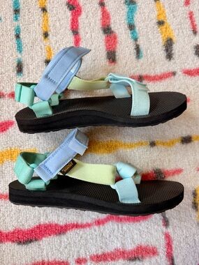 Women’s Teva Multicolor Adjustable Strap Sandals - Pastel Blue & Mint & Green